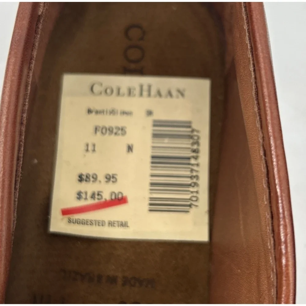 Cole Haan Brantley Slip On Split Toe Loafers Cognac Brown F0925 Men's 11N NEW